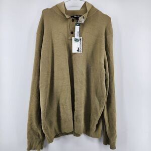 The Commons Men's Green Large‎ Dull Chenille Polo Long Sleeve NWT